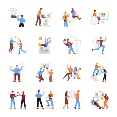 Bir dizi farklı iş adamı vektör illüstrasyon tasarımı. düz dizayn