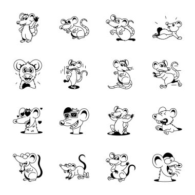 şirin çizgi film fare ve köpek vektör kümesi
