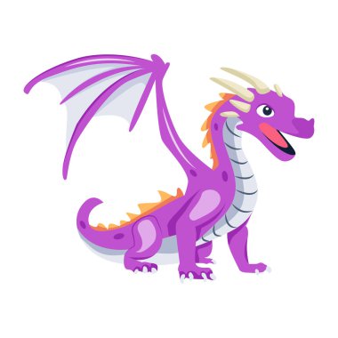 Çizgi film ejderhası simgesinin vektör çizimi