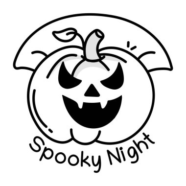 Cadılar bayramı balkabağı, el çizimi karikatür çizimi