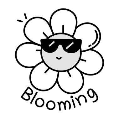 Sevimli bir ayçiçeğinin çizgi çizimi