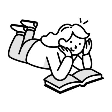 genç kız oturma ve kitap okuma