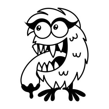 Çizgi film mutlu canavarın vektör çizimi