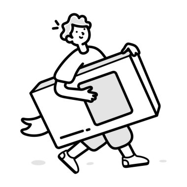 Adam elinde kitap vektörü çizimi tasarımı tutuyor