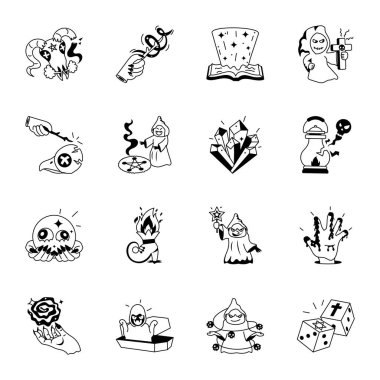 Cadılar Bayramı şirin çizgi film vektörü seti