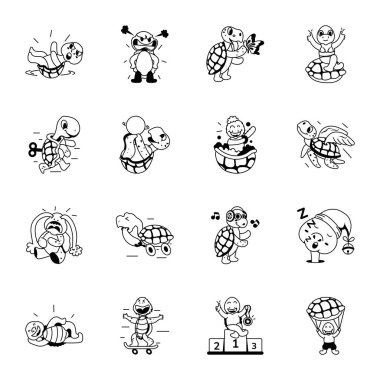 Tatlı kaplumbağanın karalama tarzı karikatürü