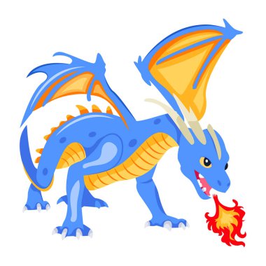 Beyaz arka planda izole edilmiş şirin çizgi film ejderhası.