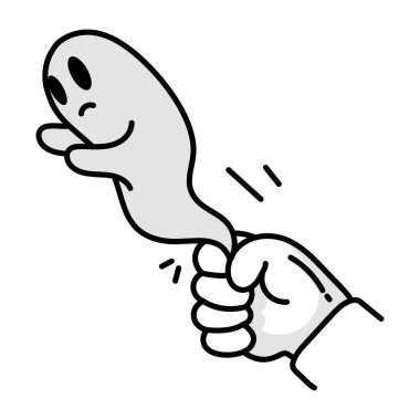 Çizgi film karakteri hayalet ile el.