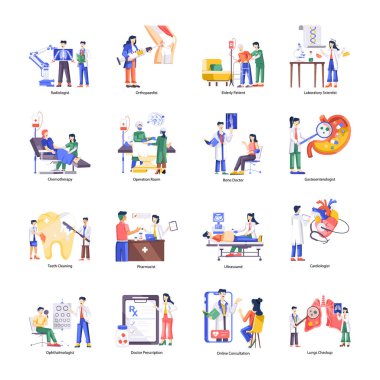 Tıbbi personel simgelerinin vektör çizimi
