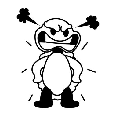 Siyah beyaz karikatür kızgın kaplumbağa.