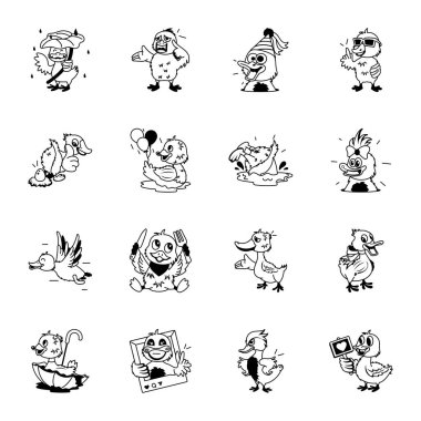 Çizgi film ördek simgesi vektör illüstrasyon dizaynı