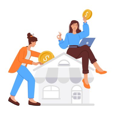 Oturma odasında mutlu bir ailenin vektör çizimi