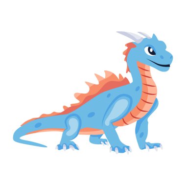 Çizgi film mavi ejderhanın vektör çizimi