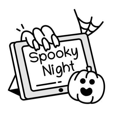 Cadı-Cadılar Bayramı taslak biçiminde ürkütücü gece simgesi