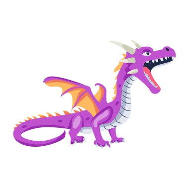 Beyaz arka planda izole edilmiş sevimli ejderha çizgi filmi..