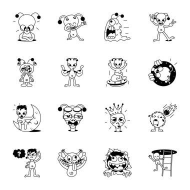 Çizgi film uzaylı simgesi vektör çizim dizaynı