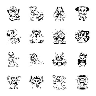 Çizgi film canavarları vektör çizimi.
