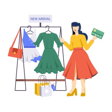 moda ve alışveriş konsepti vektör çizimi