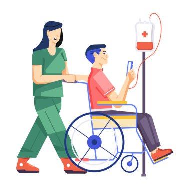 Hasta ve hasta, vektör illüstrasyonu