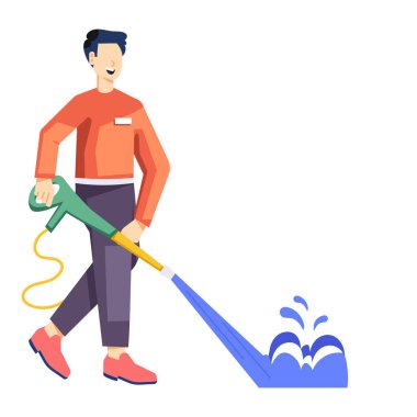 Paspas ve ev işi vektör tasarımlı adam