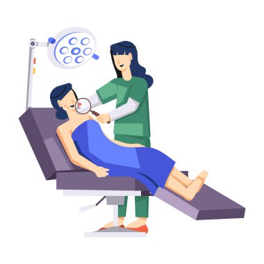 Hasta vektör simge tasarımı olan doktor hasta