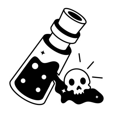 zehirli şişe ve kafatası ikonu vektör illüstrasyon tasarımı