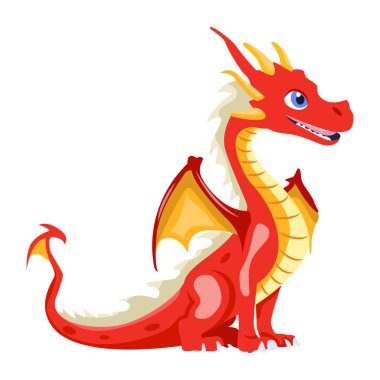 Beyaz arkaplanda kırmızı ejderha çizimi.