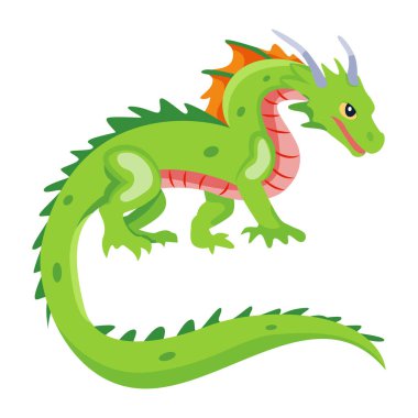 Yassı şekilli şirin çizgi film ejderhası.