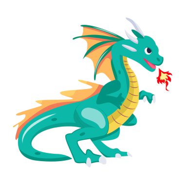 Beyaz arkaplanda izole edilmiş ejderha çizgi film karakteri