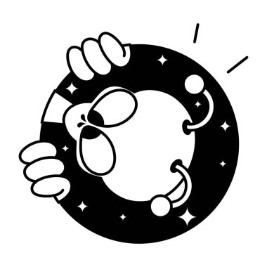 Çizgi biçimi vektöründe uzaylı simgesi