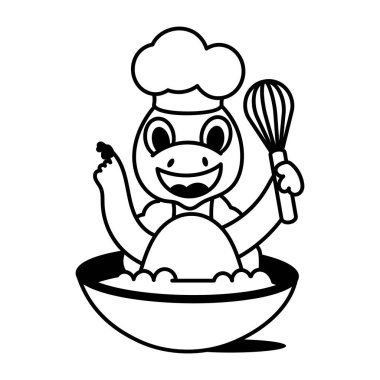 Çizgi film karakteri kaplumbağa pişirmenin vektör çizimi