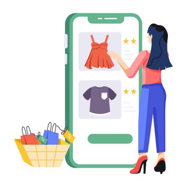 Online alışveriş. Vektör düz çizim.