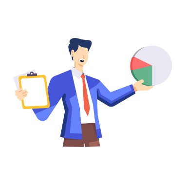 Pasta grafiği vektör çizimi tasarımı ile iş adamı