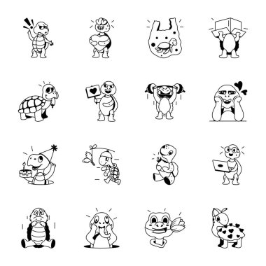 şirin kaplumbağaların vektör kümesi hayvan simgesi