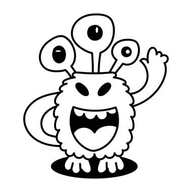 Karikatür komik canavar. Vektör çizim