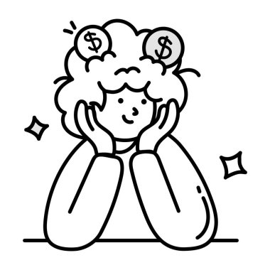 Dolarlık sikkeleri olan kadın vektör çizimi