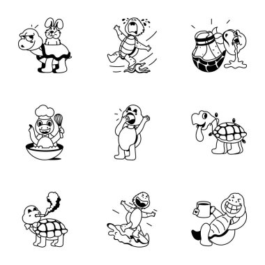 Şirin kaplumbağa ikon vektör çizim dizaynının vektör çizimi