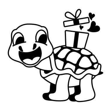 Mutlu şirin kaplumbağa çizgi film karakteri.