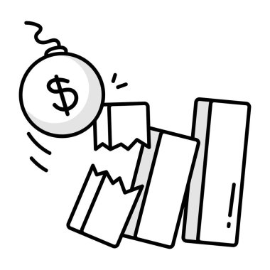 Çizim tarzında ekonomik kriz simgesi