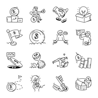 İş Planlama Çubuğu Doodle Simgeleri 