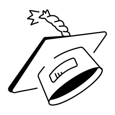 Çizim tarzında mezuniyet şapkası simgesi 