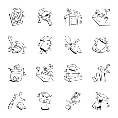 Eğitim Doodle Biçimi Simgeleri Seti 