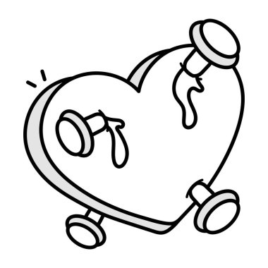 Çivilenmiş bir kalbin karalama tarzı simgesi