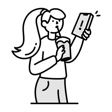 Telefon hatasından endişelenen bir kızı gösteren bir biçim simgesi  