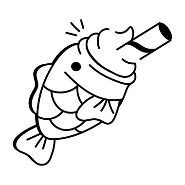 Taiyaki 'nin karalama ikonu, Japon balığı şeklinde kremalı kek.