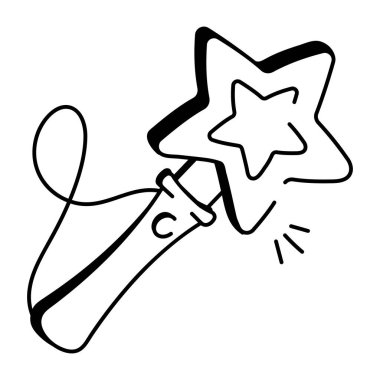 Bir yıldız değneğinin karalama tarzı simgesi 