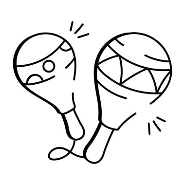 Dekoratif desenli bir çift marakanın karalama simgesi