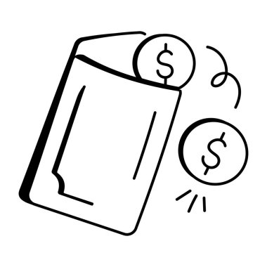 Bozuk paraların döküldüğü para zarfının karalama simgesi