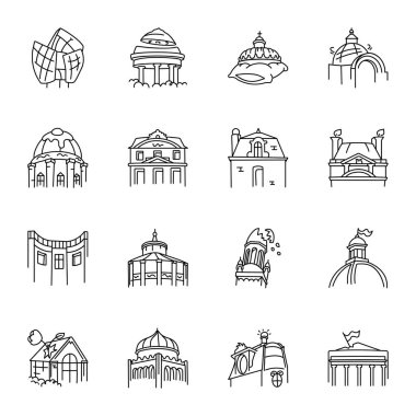 Paris Binaları Koleksiyonu Doodle Biçim Simgeleri 