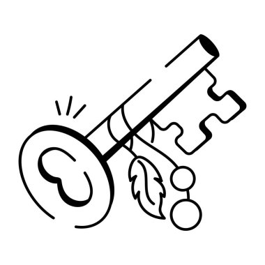 Tüyler ve boncuklarla süslenmiş geyik boynuzlarının karalama simgesi.